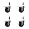 Service Caster 3.5'' Soft Rubber Swivel 7/8'' Expanding Stem Caster Set Total Lock Brake, 4PK SCC-EXTTL20S3514-SRS-78-4 - alternate 1